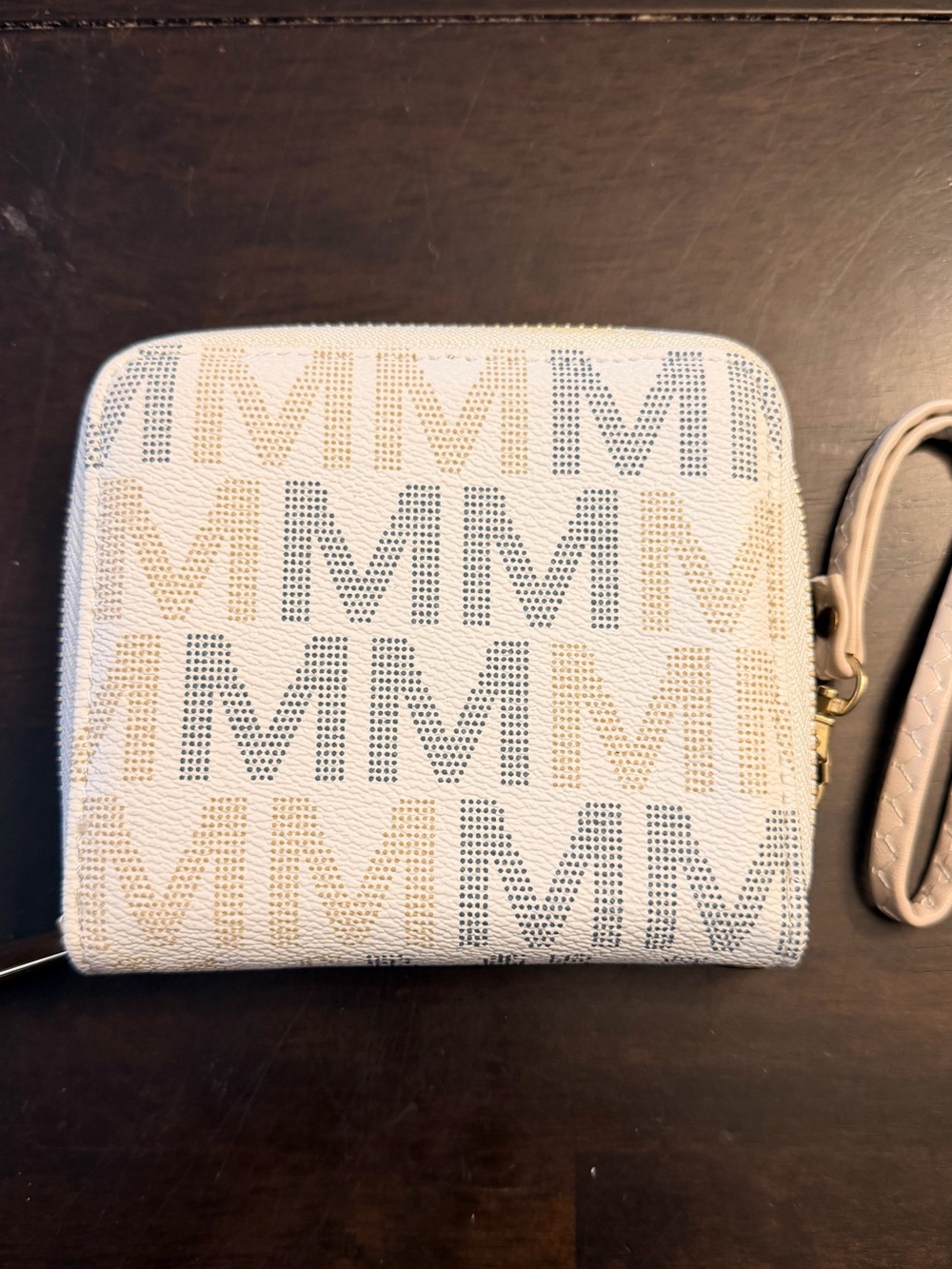Women's White Patterned Crossbody Wallet - M Logo